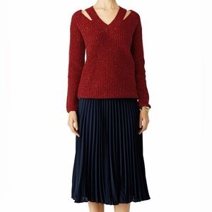 Rebecca Minkoff Textured Red V-Neck Sweater
